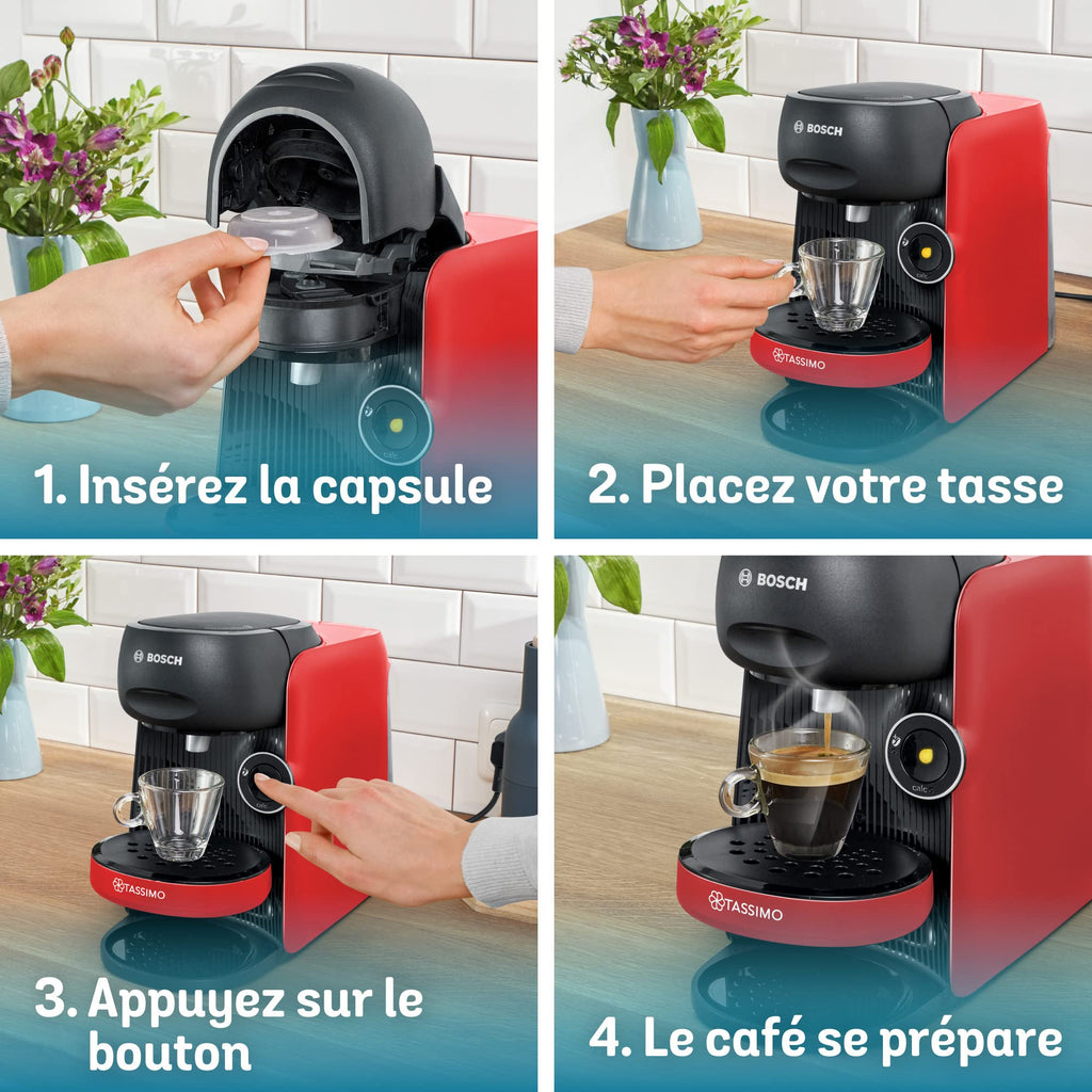 Machine à café Tassimo Finesse TAS16B3 Rouge Intense - Jusqu'à 70 Boissons