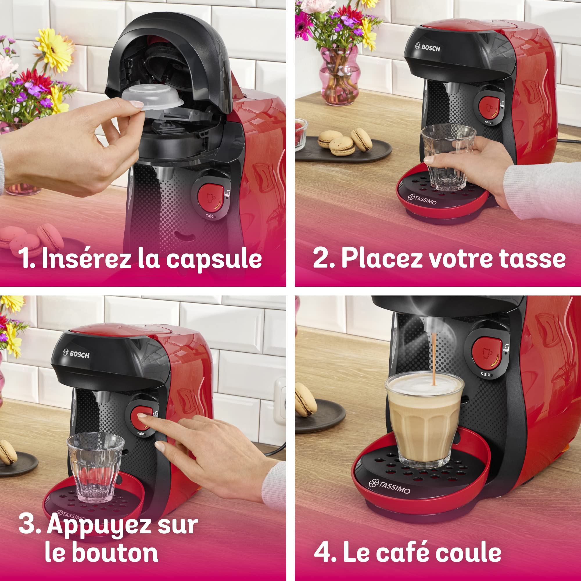 Machine à café à capsules Tassimo Happy TAS1003 Rouge - 1400 W