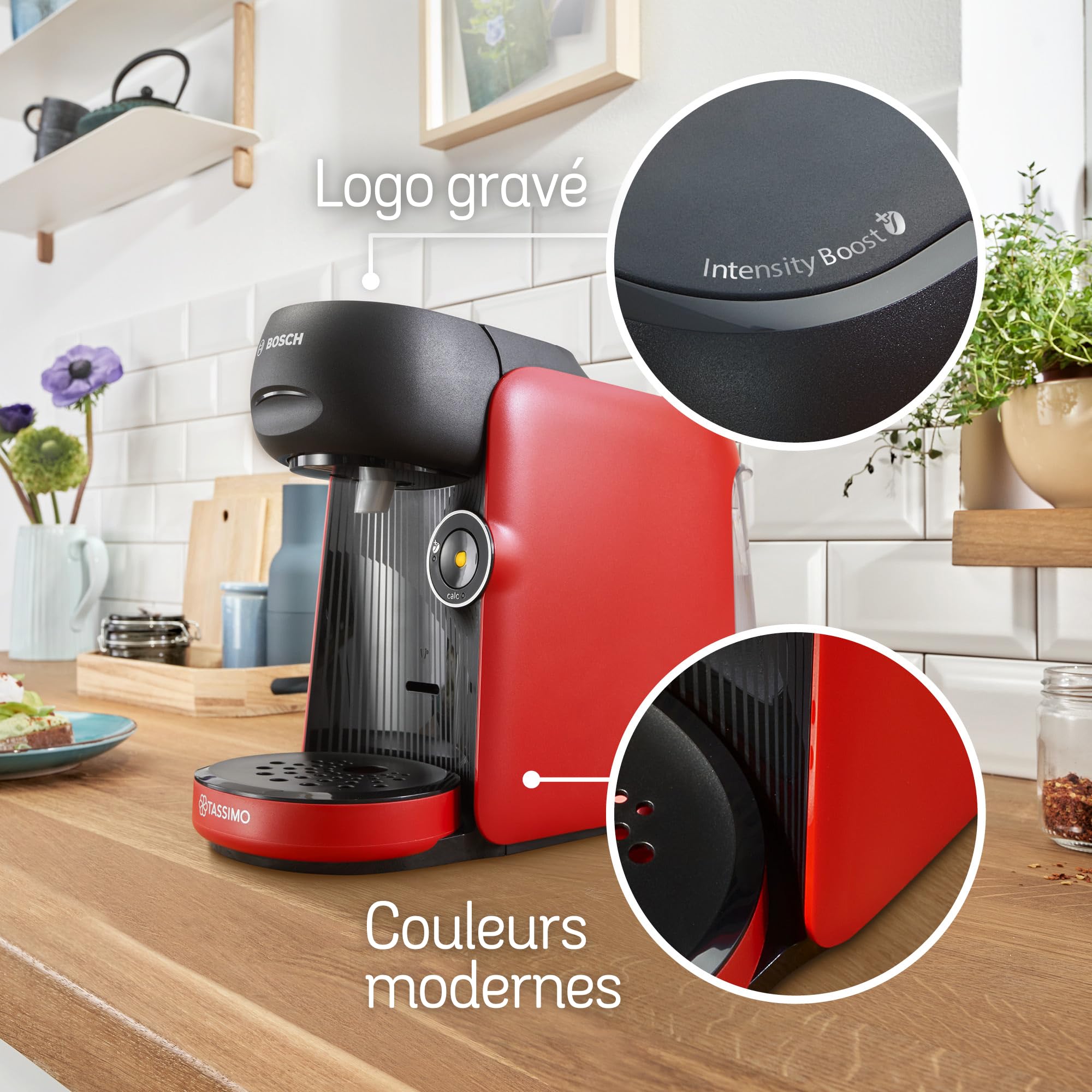Machine à café Tassimo Finesse TAS163E Rouge - +70 Boissons - Intellibrew