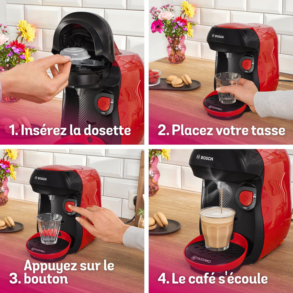 Machine à café Tassimo Happy TAS103E Rouge - +70 Boissons - OneTouch