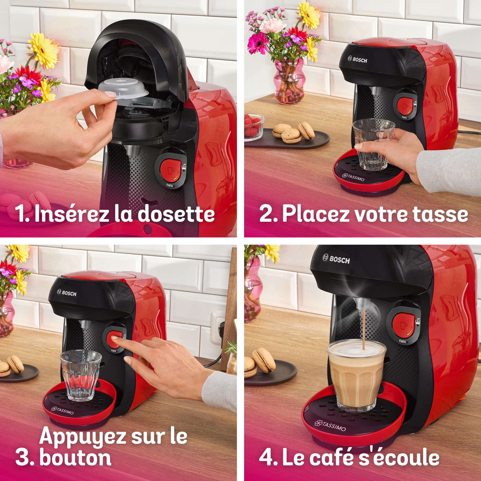 Machine à café Tassimo Happy TAS103E Rouge - +70 Boissons - OneTouch