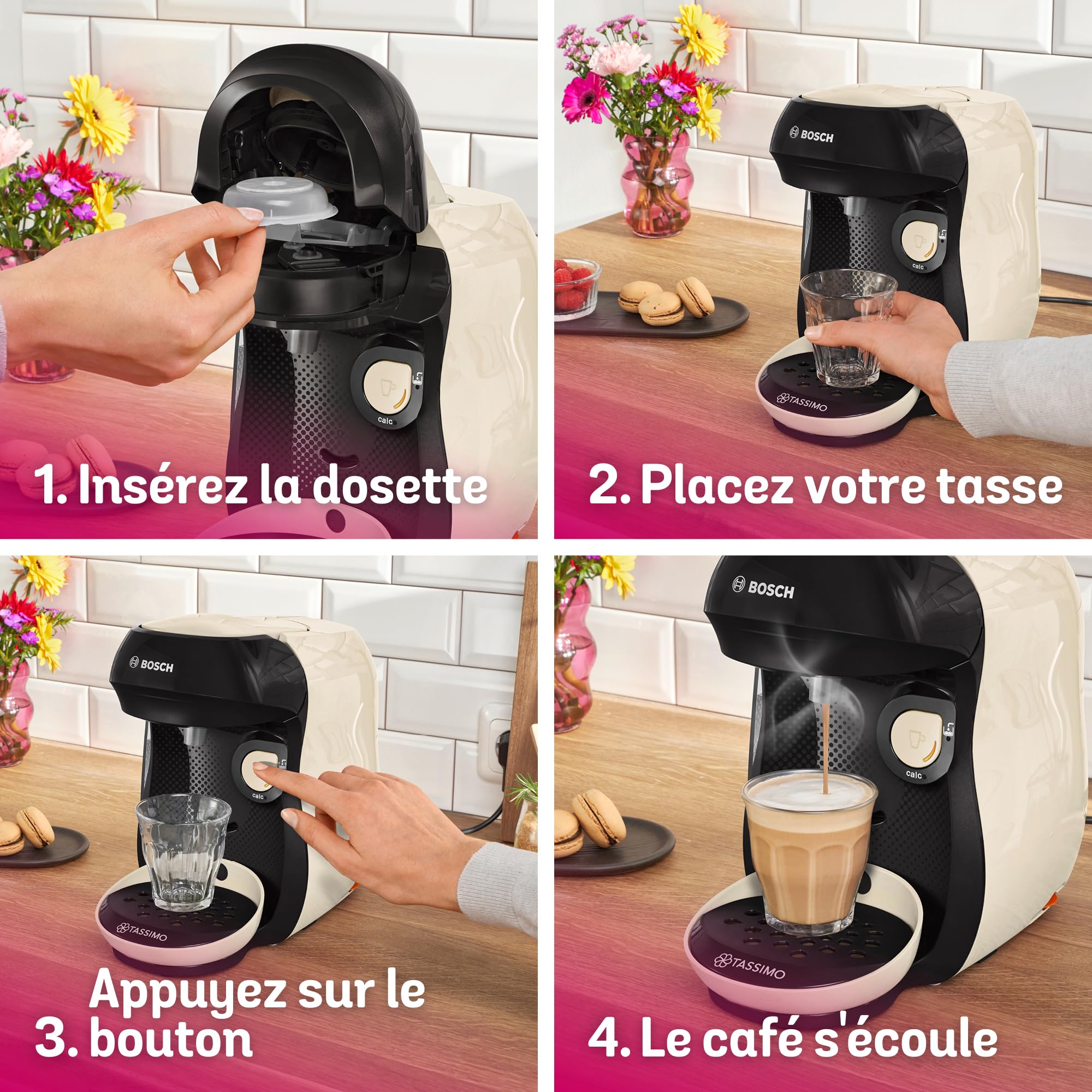 Machine à café Tassimo Happy TAS107E Crème - +70 Boissons - OneTouch