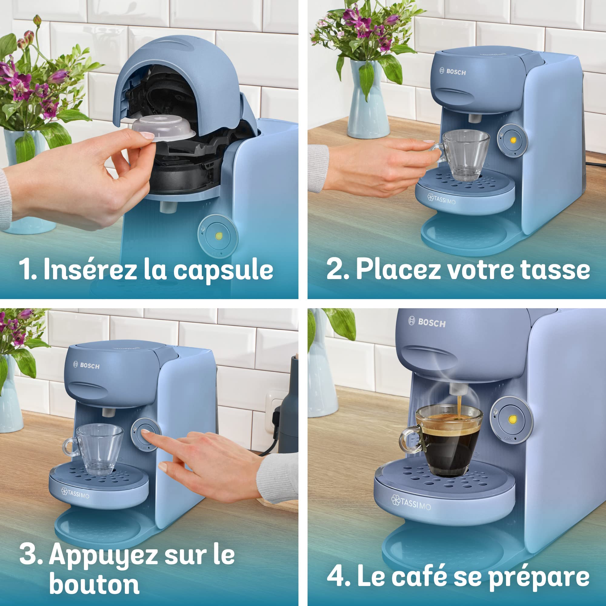 Machine à café Tassimo Finesse TAS16B3 Bleu Lavande - Jusqu'à 70 Boissons