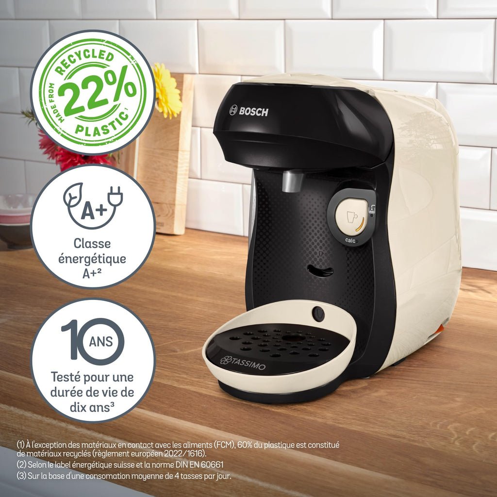 Machine à café Tassimo Happy TAS107E Crème - +70 Boissons - OneTouch